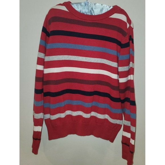 Boys PLACE Pullover Crew neck Sweater Striped  Size 5-6 red white blue stripes - Picture 1 of 4